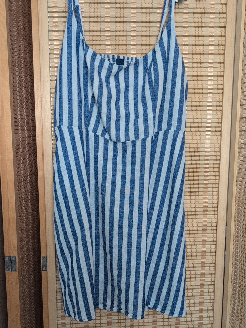 Old Navy Linen Blue and White Striped Fit And Flare Mini